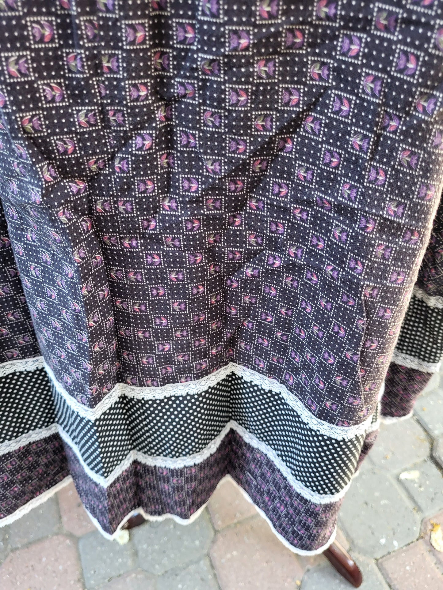 Vintage 70s Corset Calico Print Cottagecore Dress