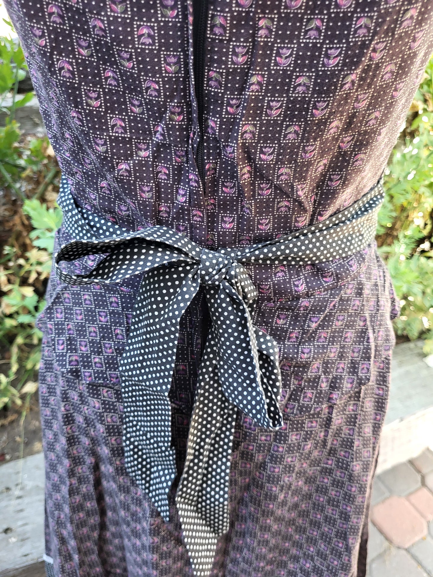 Vintage 70s Corset Calico Print Cottagecore Dress